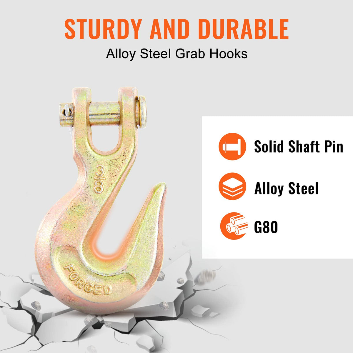 VEVOR Transport Binder Chain, 7100 lbs Working Load Limit, 3/8'' x 20' G80 Tow Chain Tie Down with Grab Hooks, DOT Certified, Galvanized Coating Manganese Steel for Dock Factory Construction Site 🍁 All In One Marketplace Canada