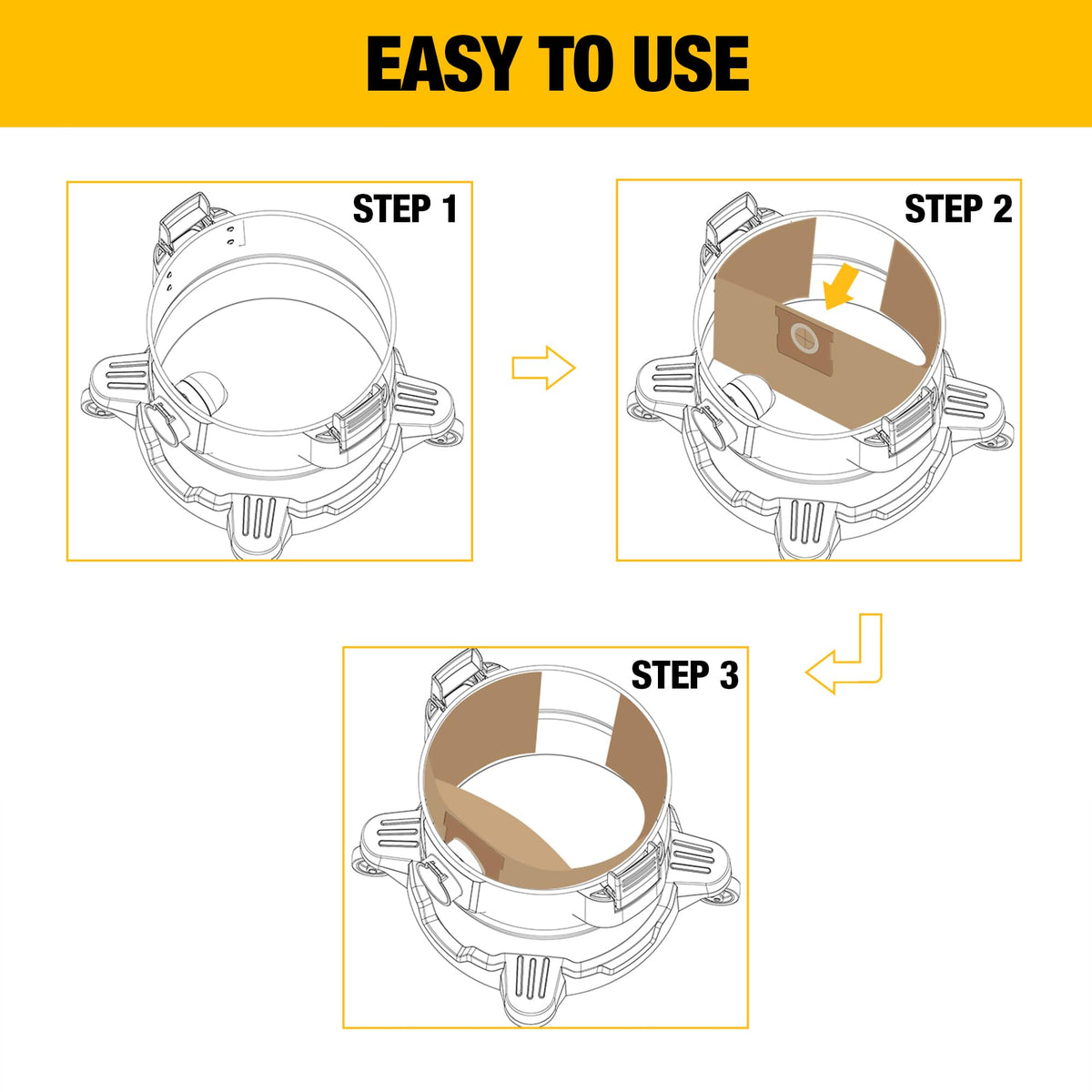 3 Pack DEWALT Dust Bag DXVA19-4101, for 6-10 Gallon Wet/Dry Vacuum, DEWALT Vacuum Bags, Compatible with DXV06P DXV09P DXV09PA DXV10P DXV10PL DXV10S DXV10SA DXV10SB 🍁 All In One Marketplace Canada