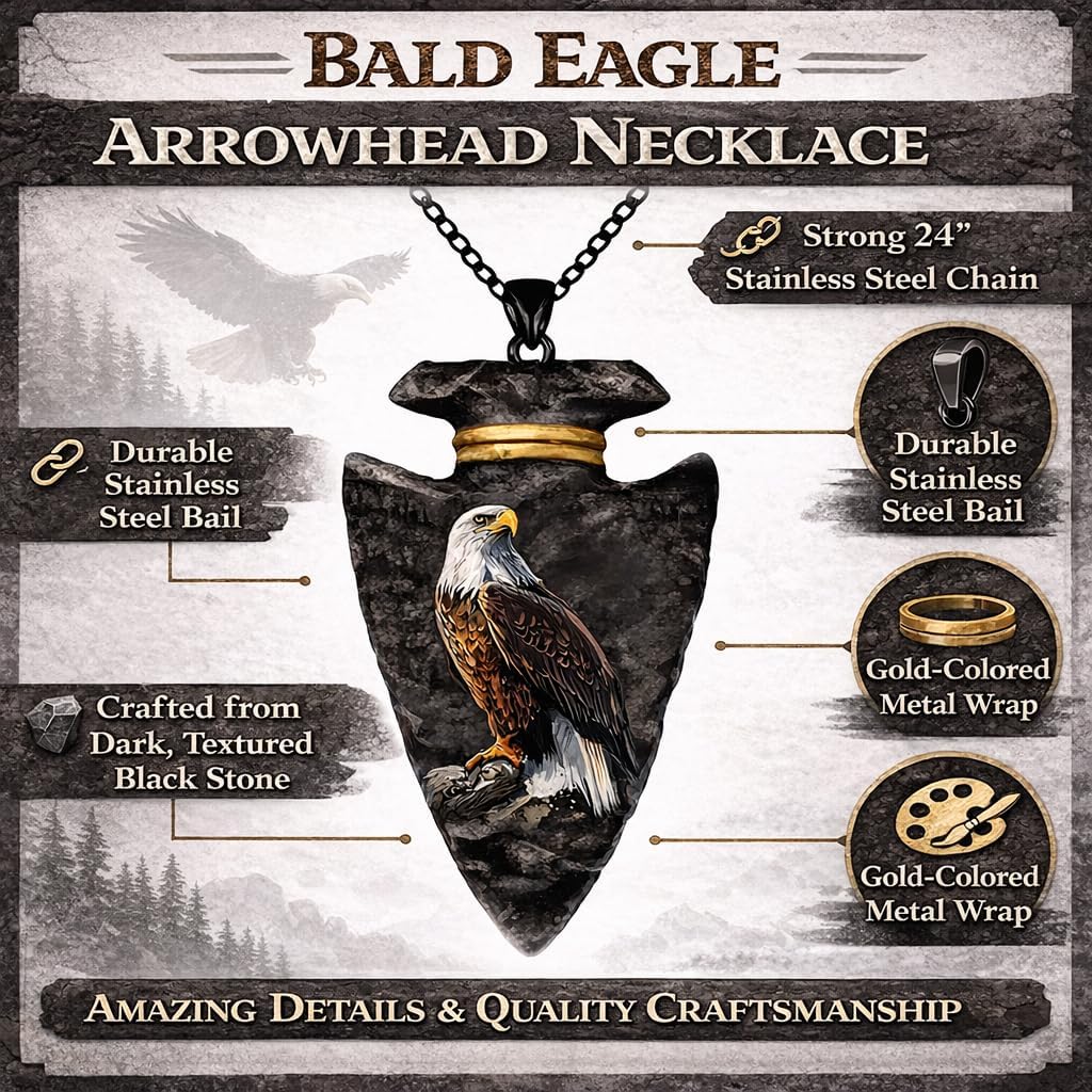 SUPAC Bald Eagle Triangle Pendant Necklace