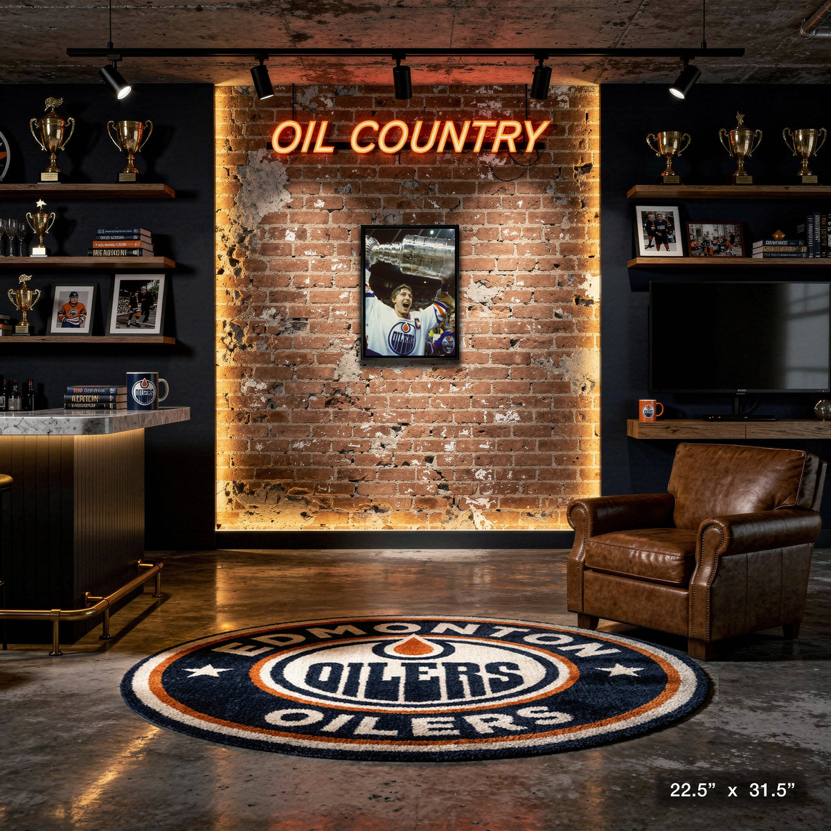 Wayne Gretzky 20x29 Framed Canvas Oilers Stanley Cup-V