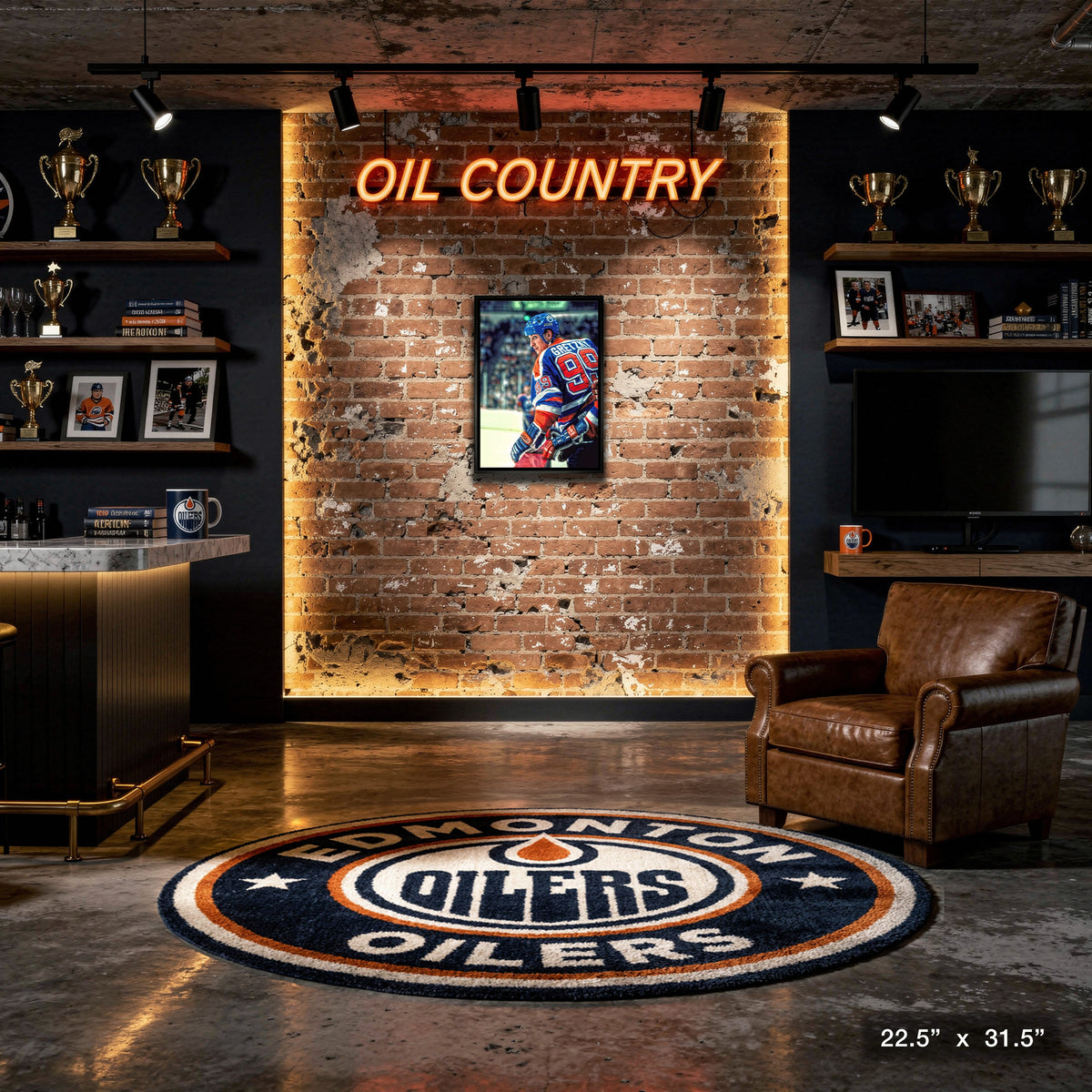 Wayne Gretzky Edmonton Oilers Framed 20x29 Jumping Over Bench Canvas