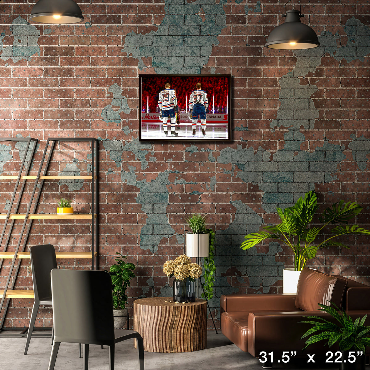 Connor McDavid and Leon Draisaitl Edmonton Oilers Framed 20x29 Line-Up Canvas