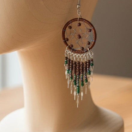 Brown/ dark green Dreamcatcher Dangles