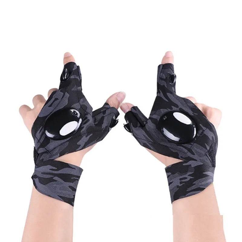 LED Outdoor Flashlight Fishing Half Finger Sports Lighted Gloves