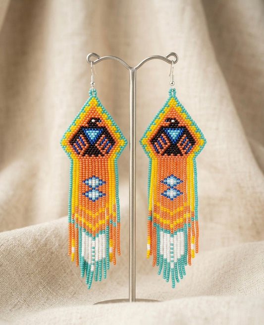 Beaded thunderbird earrings ( Turquoise )
