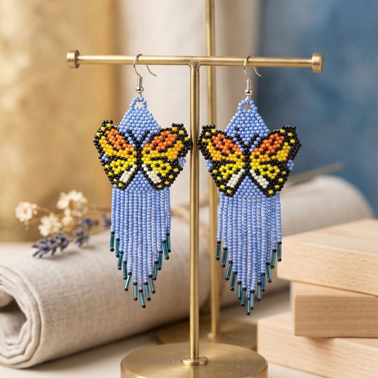 Light Purple Beaded Dancing Wing Earrings