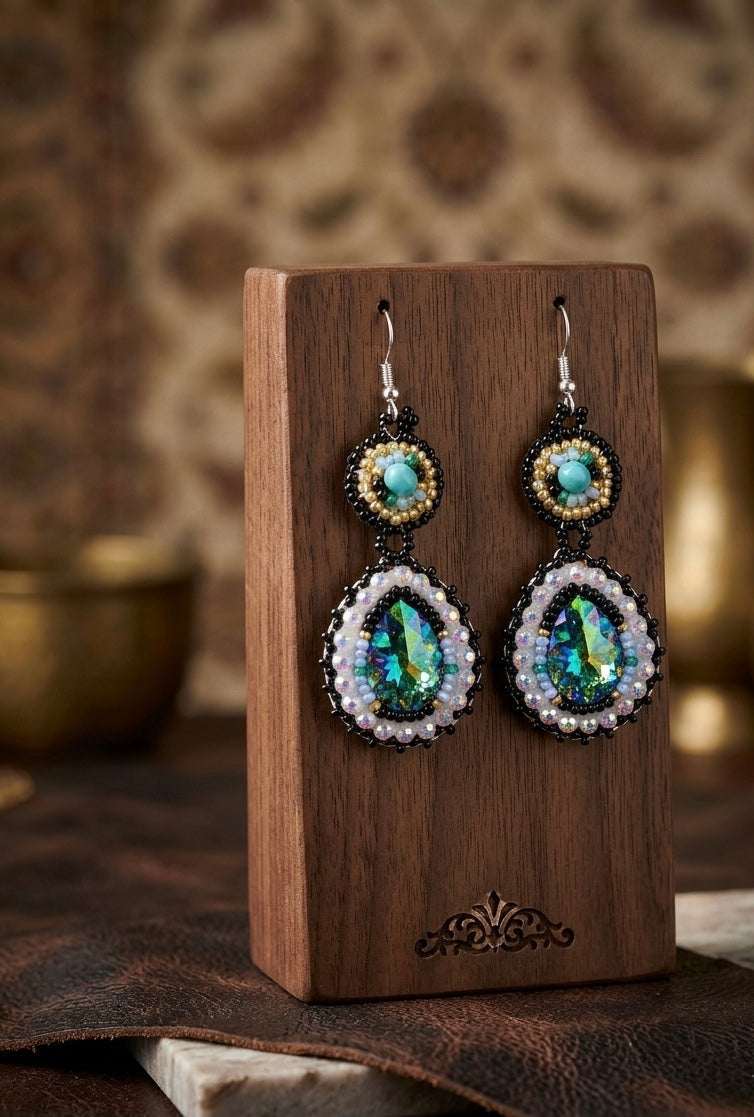 Drop Beaded Earrings green collection