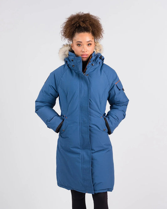 Outdoor Survival Canada Women's Karima -40 Down Parka, Indigo Blue, Medium - ON DISPLAY