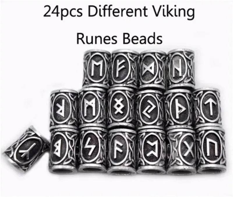 Set Of Viking Rune Bead Bracelets Gothic Bracelets