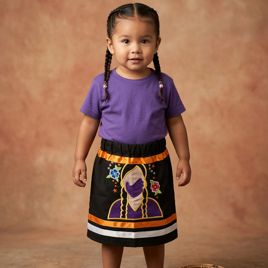 OLDTRIBES™ Infants Embroidered Black Ribbon Skirt