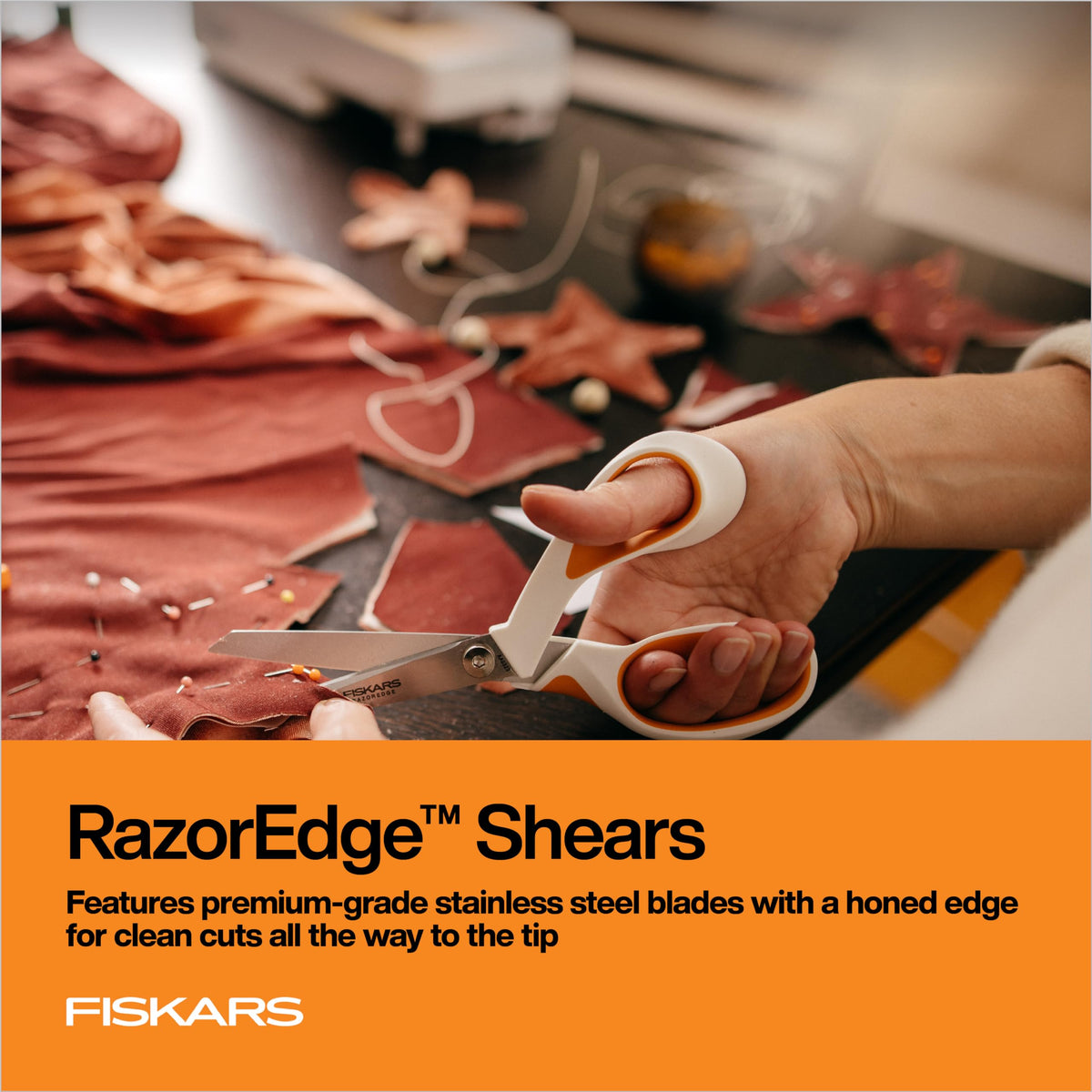 Fiskars RazorEdge Fabric Scissors - 8" Heavy Duty Fabric Shears with SoftGrip Ergonomic Handle, Premier Grade Stainless Steel Blades 🍁 All In One Marketplace Canada