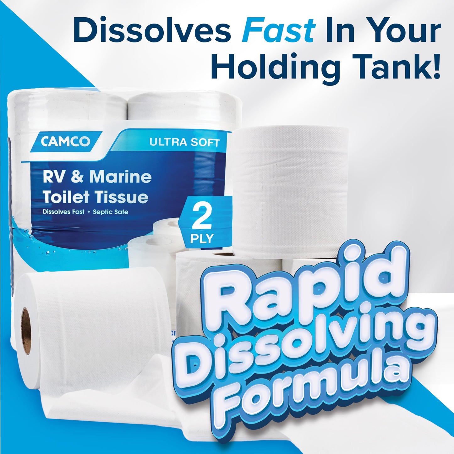 Camco Camper/RV Toilet Paper — 2-Ply — Septic Safe — Dissolves Fast — Dye & Fragrance Free — 16-Rolls (500 Sheets Per Roll) (40282) 🍁 All In One Marketplace Canada