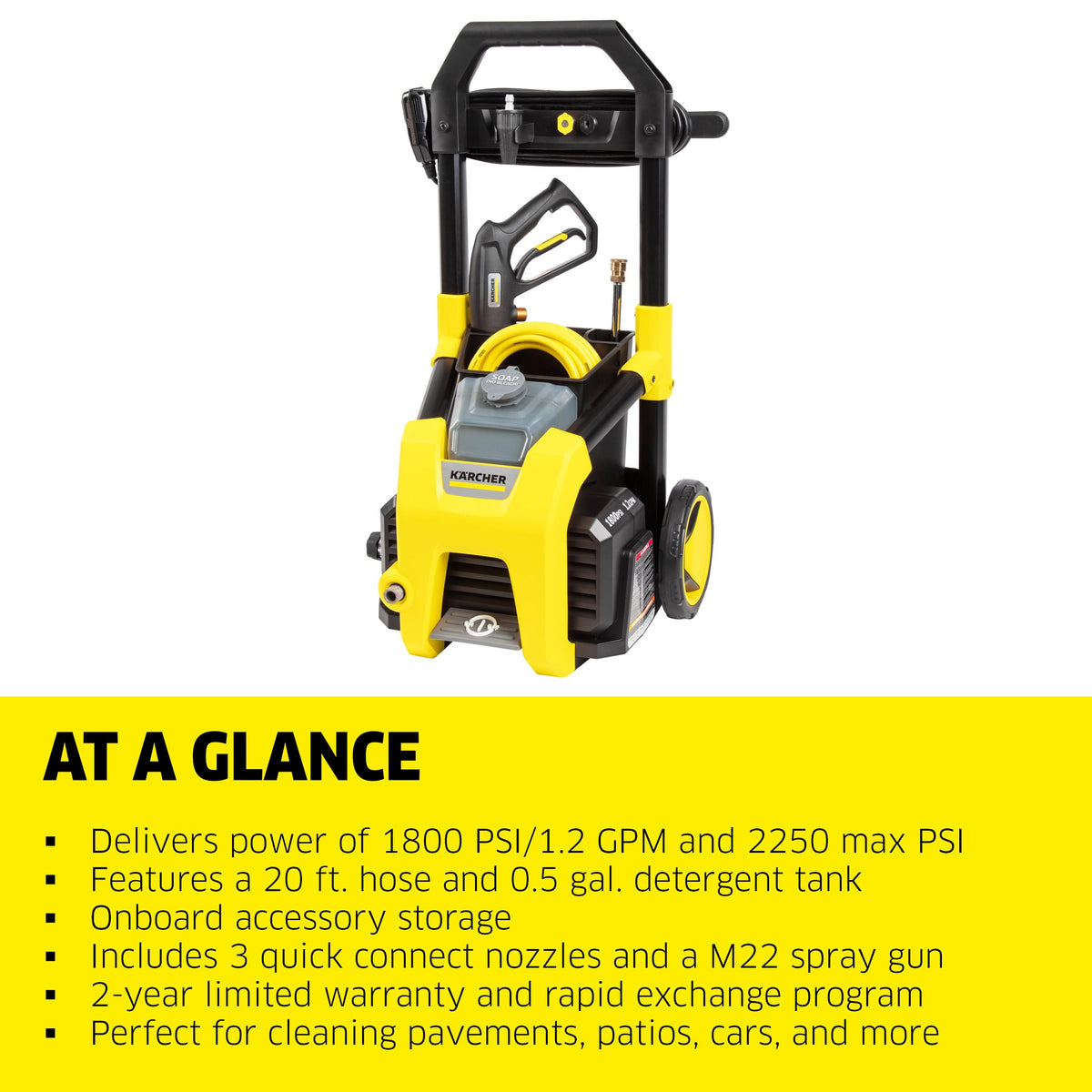 Kärcher K1800PS Max 2250 PSI Electric Pressure Washer with 3 Spray Nozzles - Great for Cleaning Cars, Siding, Driveways, Fencing and More - 1.2 GPM 🍁 All In One Marketplace Canada
