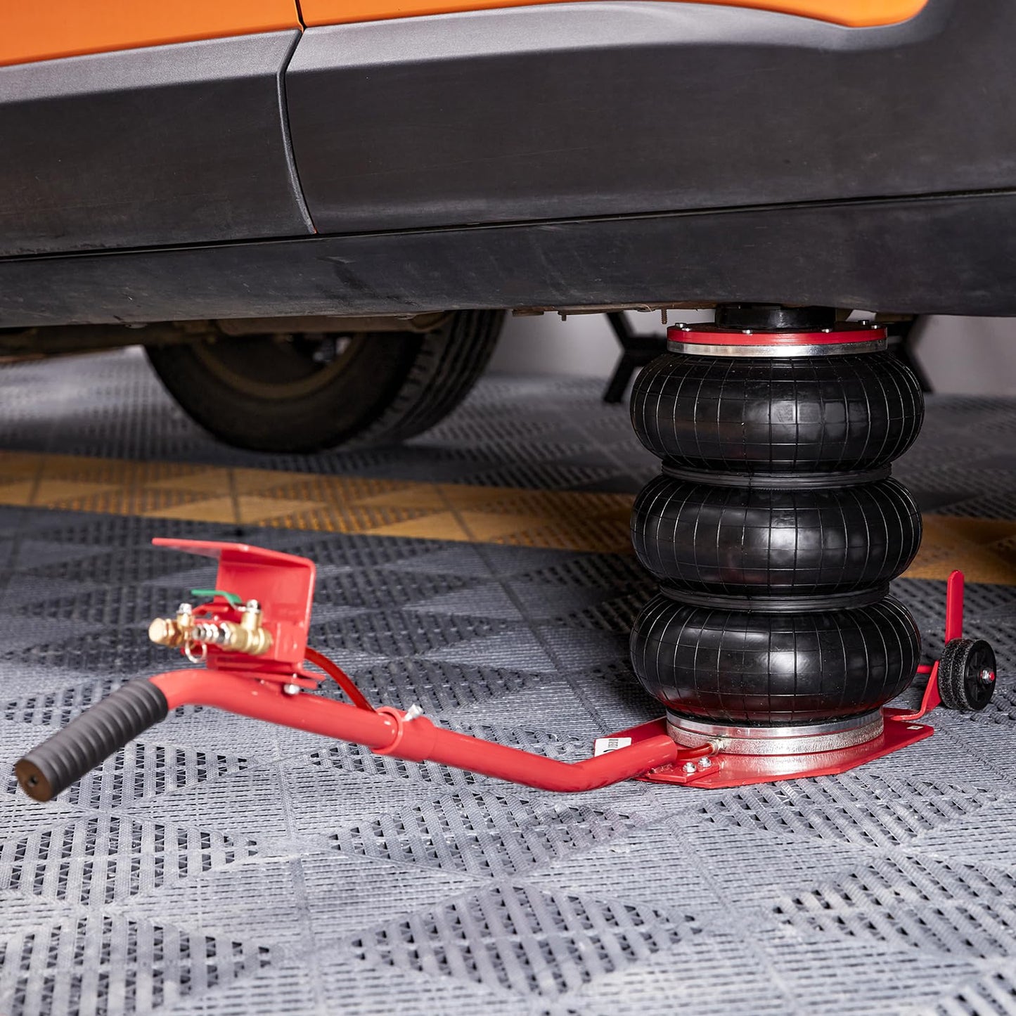 VEVOR Air Jack, 3 Ton/6600 lbs Triple Bag Air Jack, Airbag Jack with Six Steel Pipes, Lift up to 17.7 inch/450 mm, 3-5 s Fast Lifting Pneumatic Jack, with Long Handles for Cars, Garages, Repair, (Red) 🍁 All In One Marketplace Canada