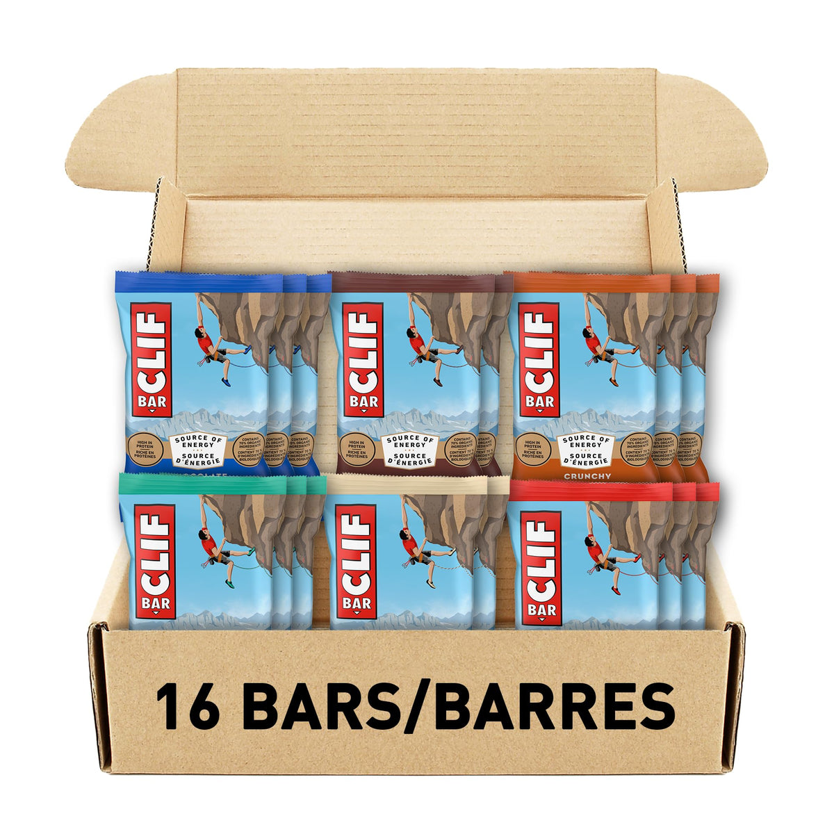 CLIF BAR Energy Bar, Variety Pack of 16 Individually wrapped bars, 6 different flavours, Granola Bar, High in Protein, Snacks, Breakfast Bars, Contains 70% Organic Ingredients, 68 g 🍁 All In One Marketplace Canada