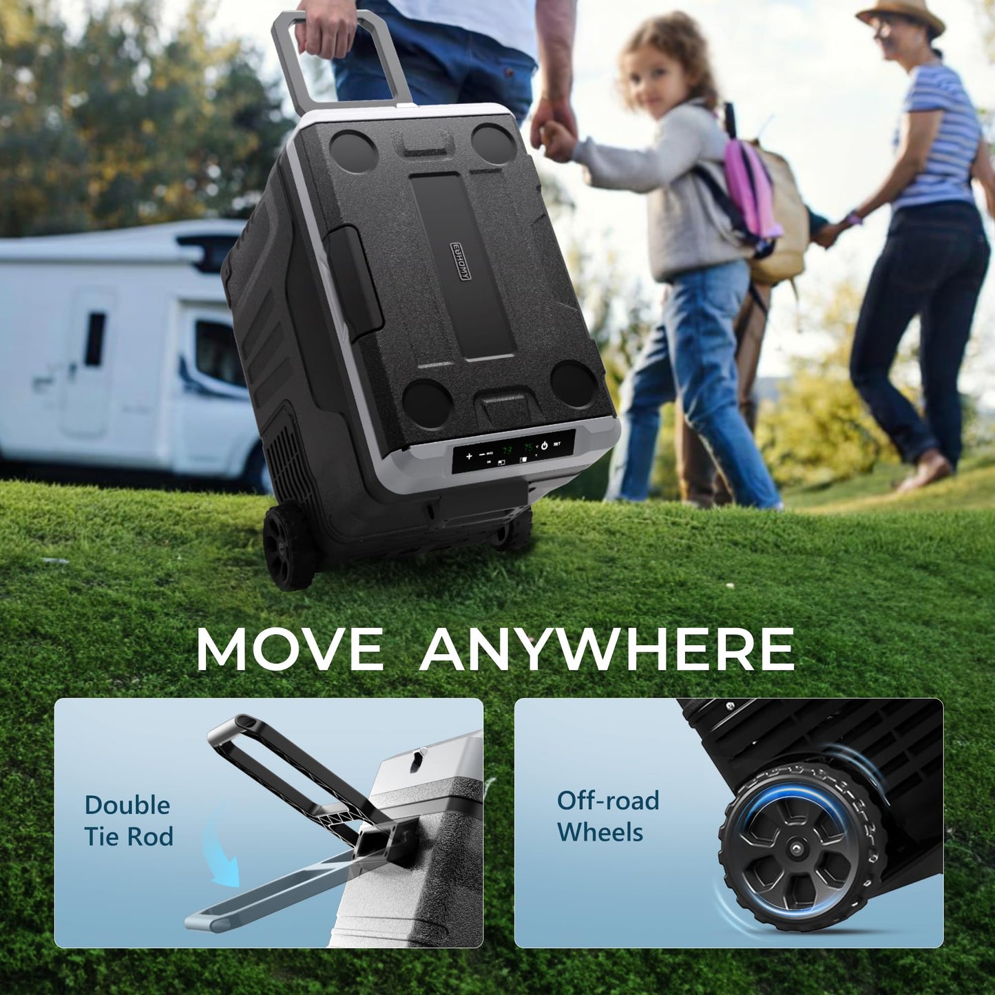 EUHOMY 12 Volt Refrigerator, 47QT(45L) Dual Zone Electric Cooler, Portable Freezer 12V/24V DC 110-240V AC, 12V Fridge -4℉~68℉, 12V Cooler with Wheels & Basket for Travel, Truck, Boat, Camping 🍁 All In One Marketplace Canada