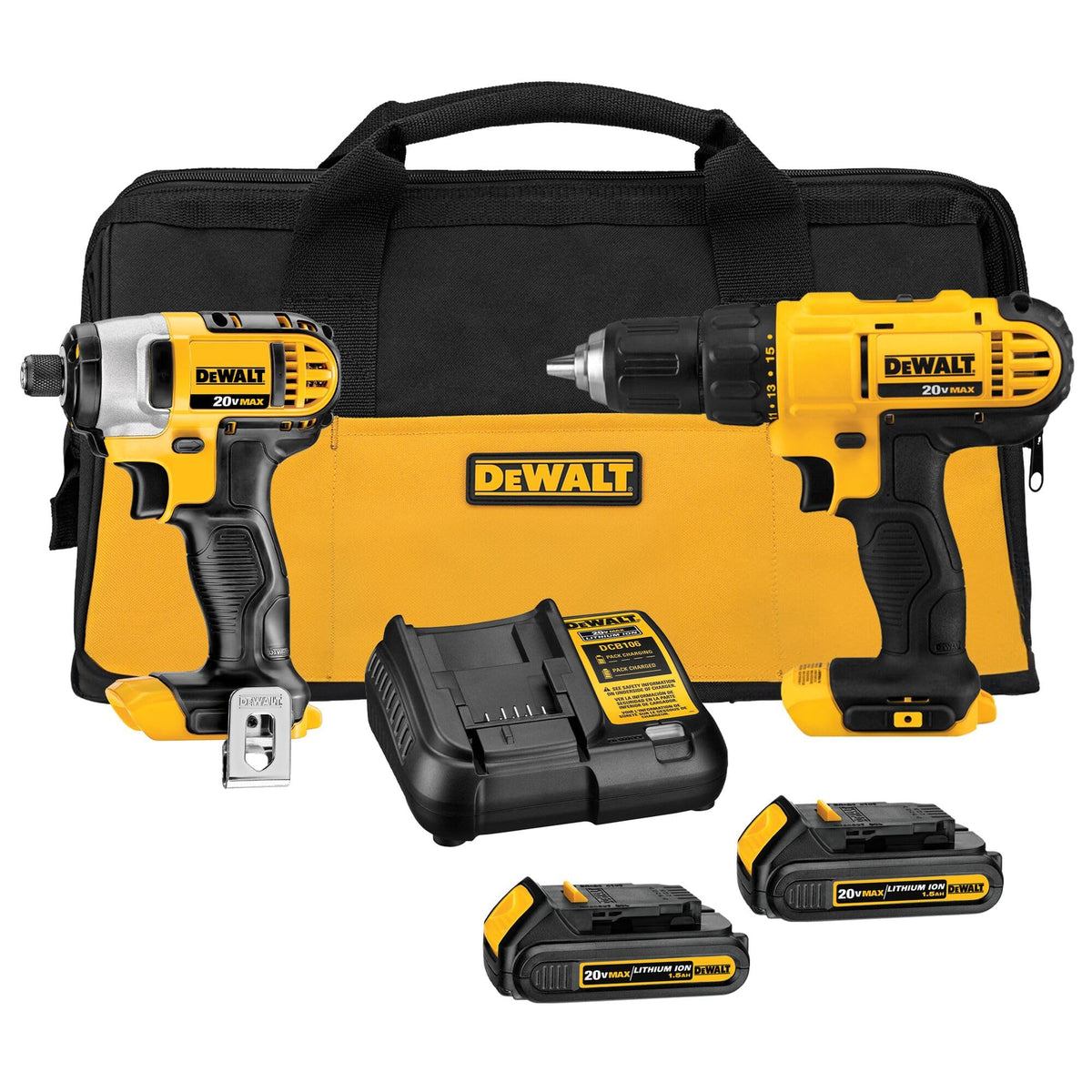 DEWALT 20V Max Cordless Drill Combo Kit, 2-Tool (DCK240C2),Yellow/Black Drill Driver/Impact Combo Kit 🍁 All In One Marketplace Canada
