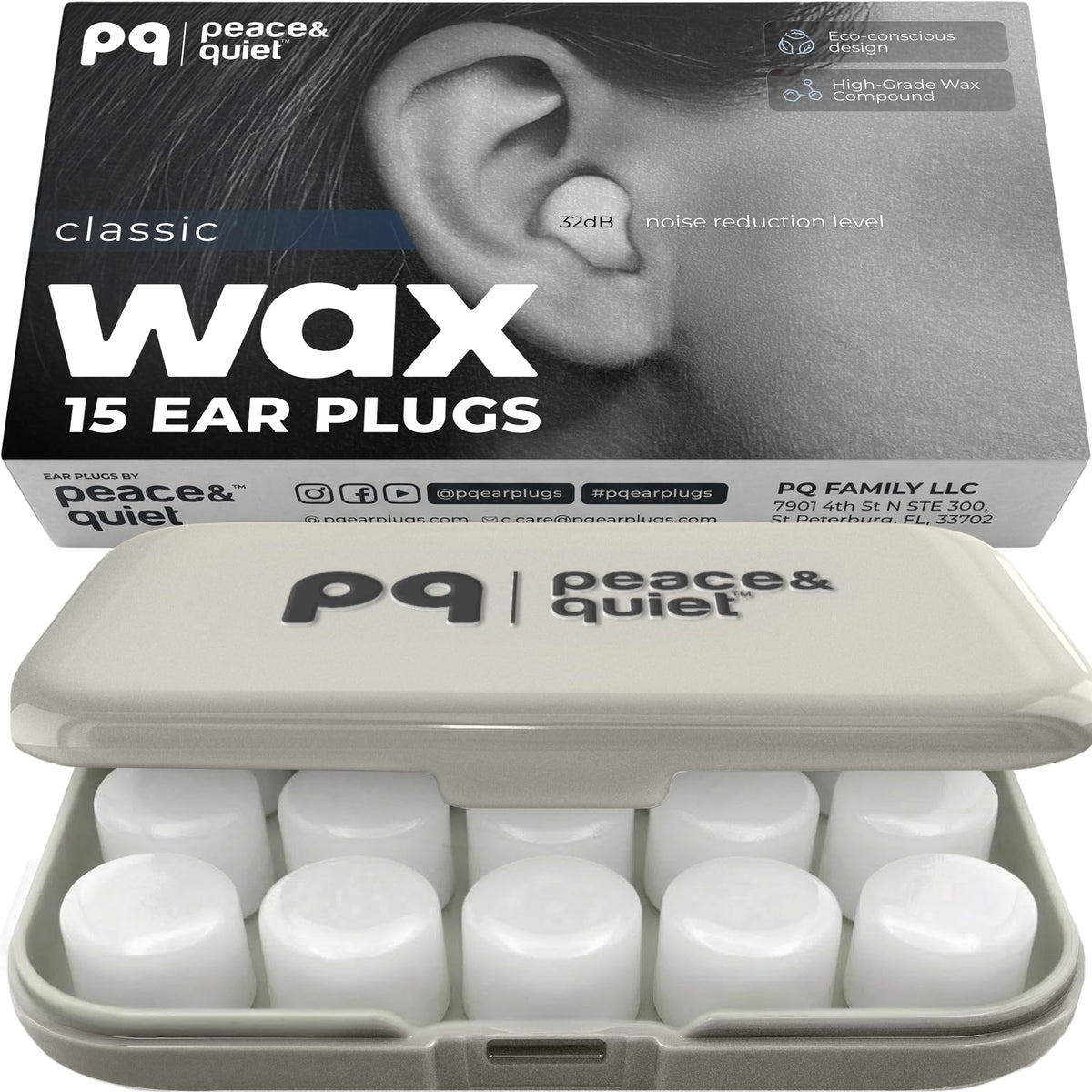 PQ Wax Ear Plugs for Sleep - 15 Silicone Wax Earplugs for Sleeping and Swimming, Gel Ear Plugs for Noise Cancelling & Ear Protection, Sleeping Earplugs with Sound Blocking Level of 32 Db (15 Pillows) 🍁 All In One Marketplace Canada