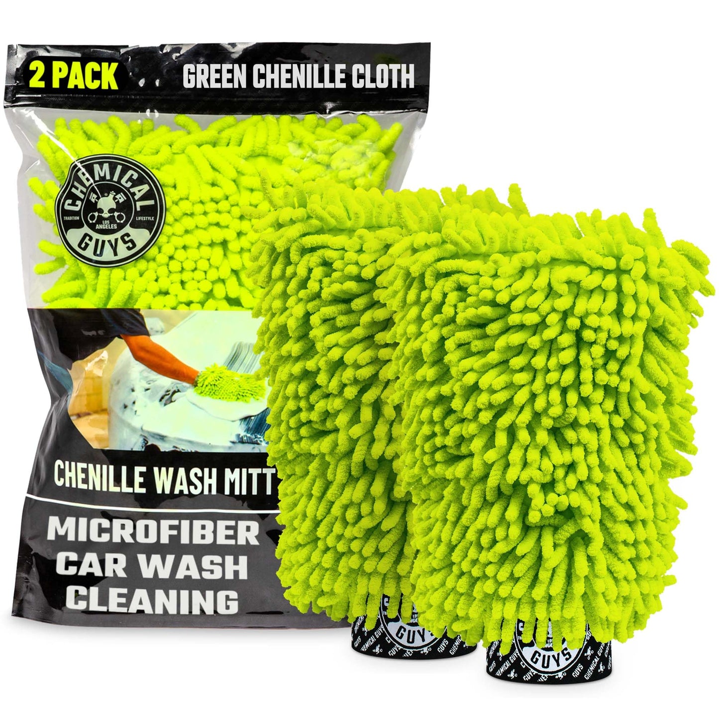 Chemical Guys Chenille Premium Scratch-Free Microfiber Wash Mitt Green, Great for Cars, Trucks, SUVs, RVs & More (2 Pack) 🍁 All In One Marketplace Canada