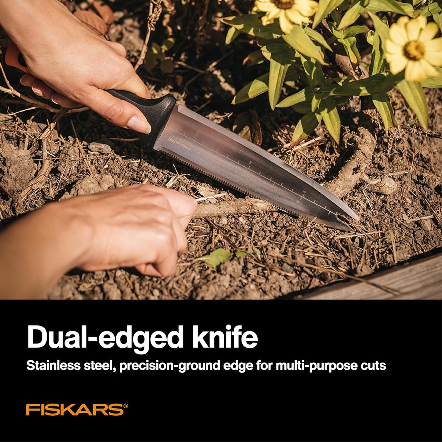 Fiskars Hori Hori Garden Knife, Precision-Ground Serrated Blade, Forked Tip Weeding & Planting Tool,Stainless Steel Adjustable 🍁 All In One Marketplace Canada