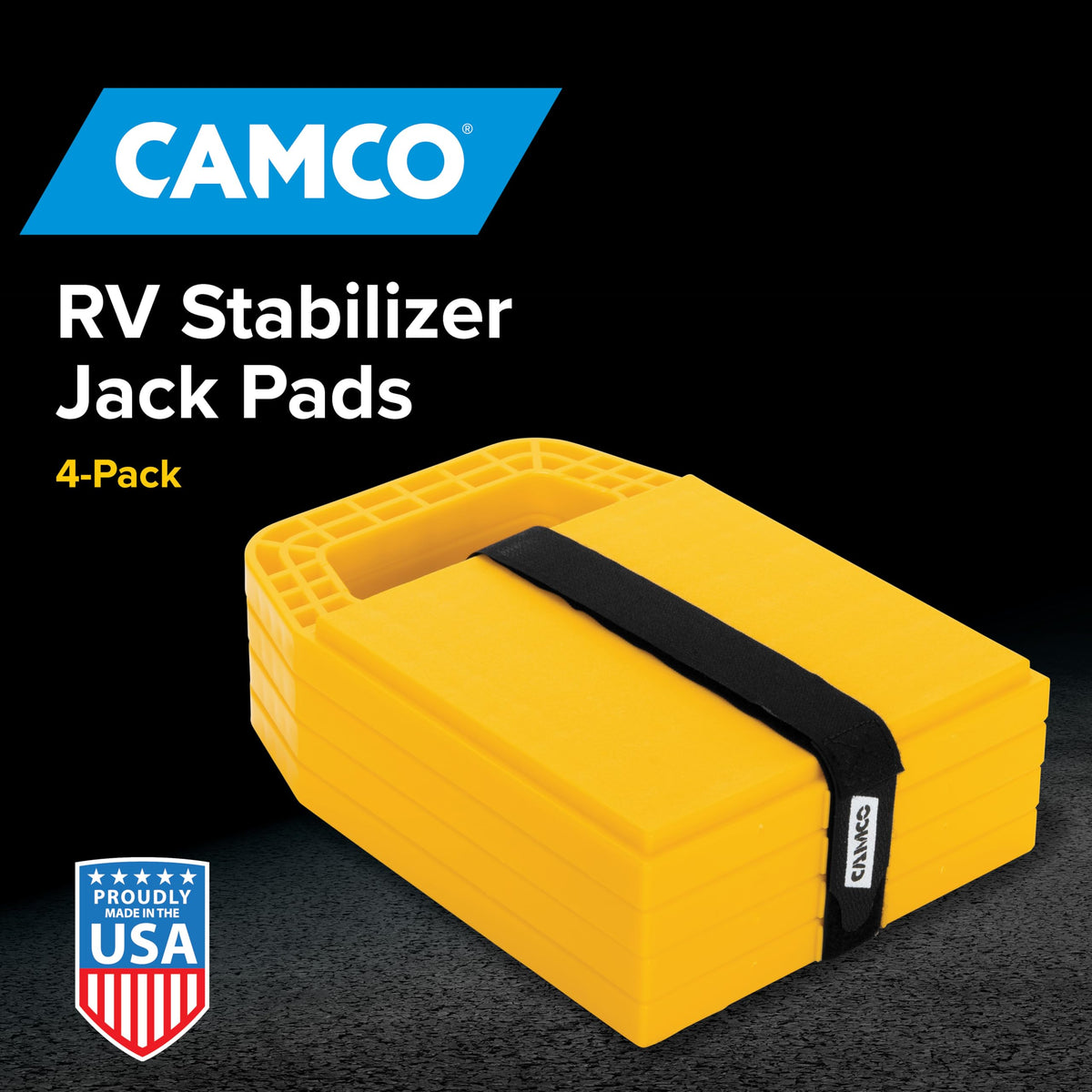 Camco RV Stabilizing Jack Pads, Helps Prevent Jacks from Sinking, 6.5 Inch x 6.5 Inch Pad - 4 Pack (44595), Yellow 🍁 All In One Marketplace Canada