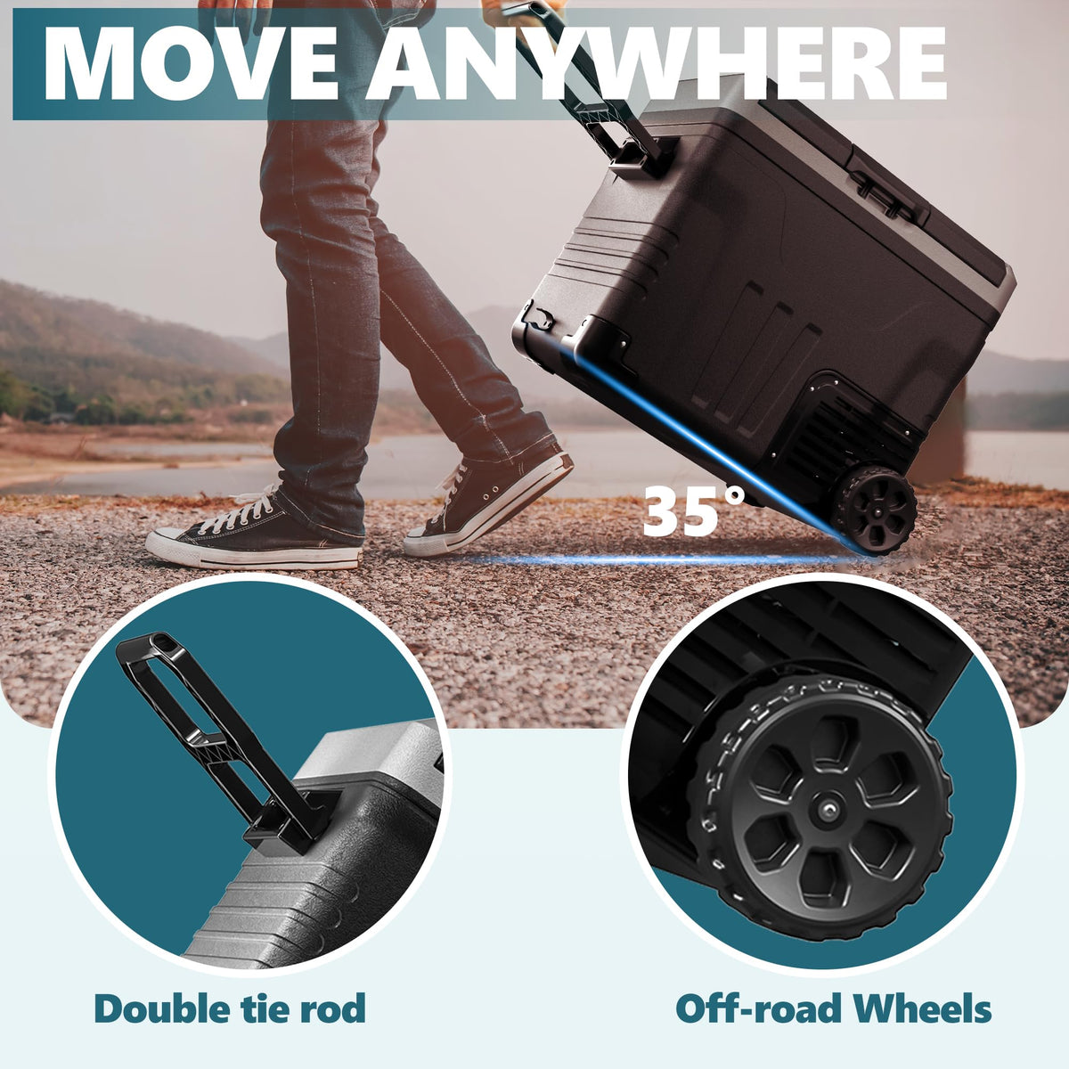 EUHOMY 12 Volt Refrigerator, 53QT(50L) Electric Cooler, Portable Freezer 12V/24V DC 100-240V AC, 12V Fridge -4℉~68℉, 12V Cooler with Wheels & 2 Baskets for Travel,Camping,Truck,Boat 🍁 All In One Marketplace Canada