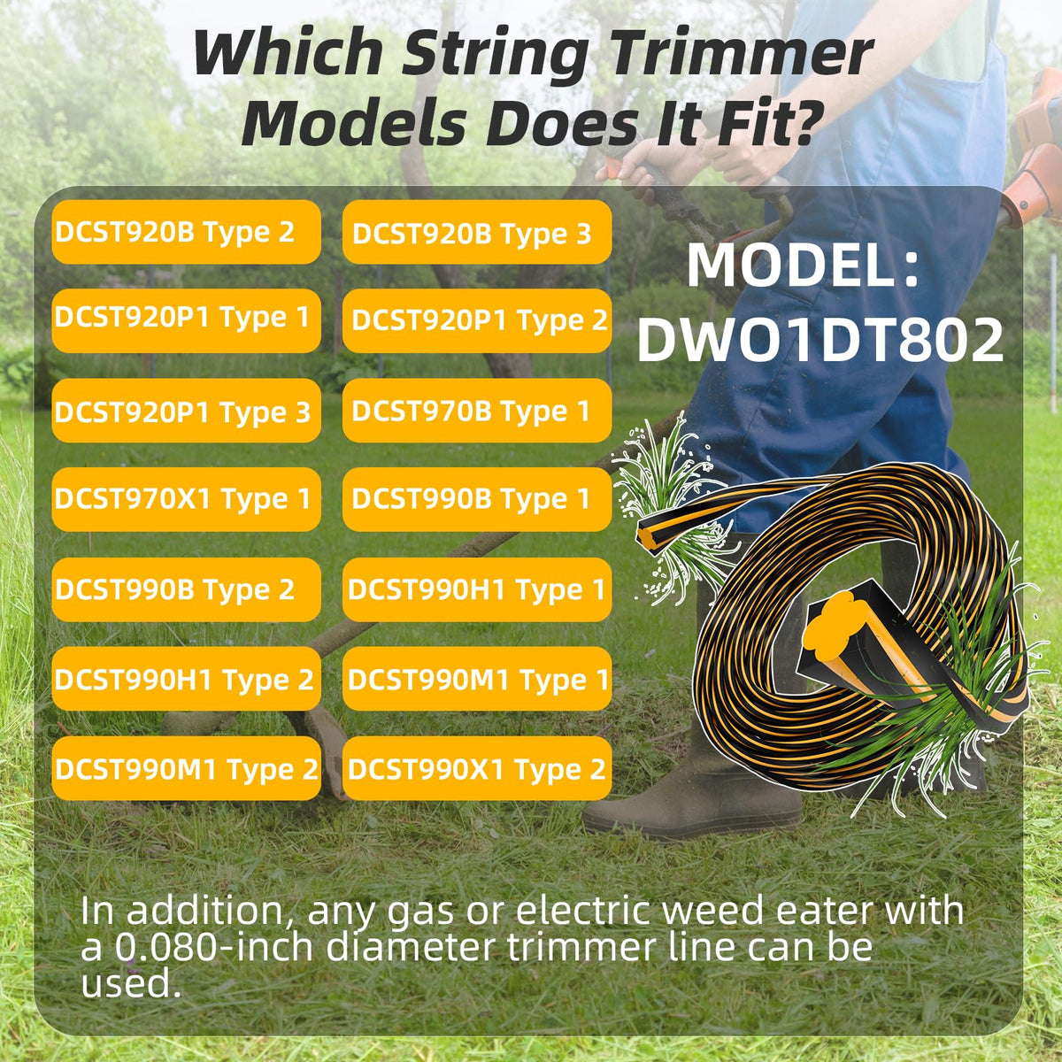 0.080'' DWO1DT801 Replacement String Timmer Lines Compatible with DEWALT Weed Eater, Square Twisted Weed Eater String, Heavy Duty Trimmer String (240 ft) 🍁 All In One Marketplace Canada