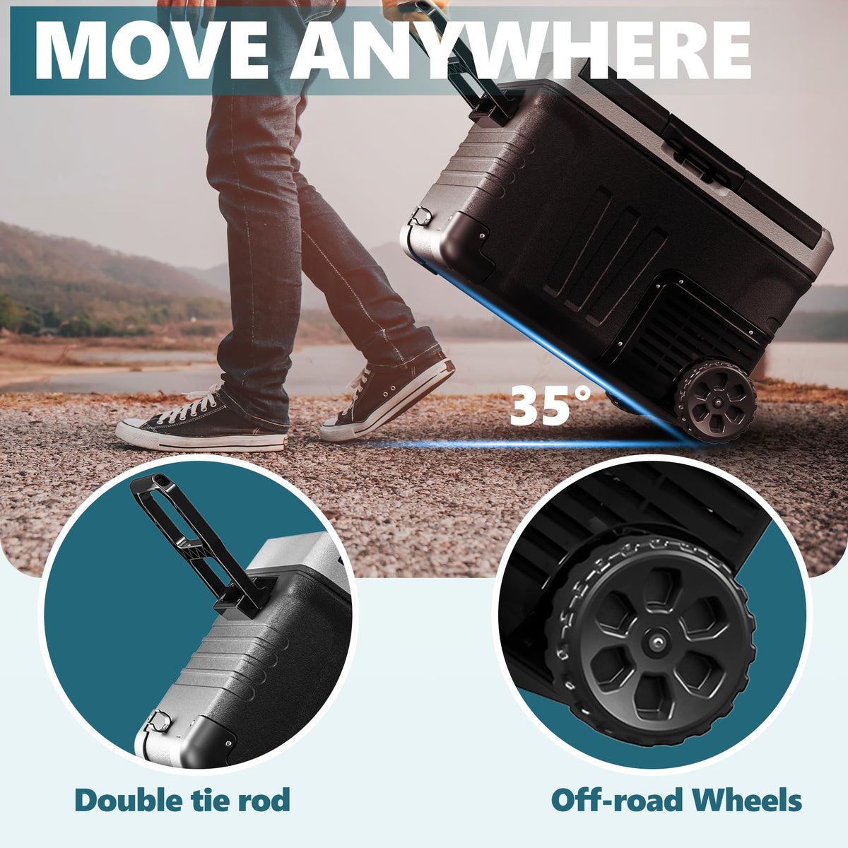 EUHOMY 12 Volt Refrigerator, 37QT(35L) Electric Cooler, Portable Freezer 12V/24V DC 110-240V AC, 12V Fridge -4℉~68℉, 12V Cooler with Wheels & 2 Baskets for Travel, Truck, Boat, Camping 🍁 All In One Marketplace Canada