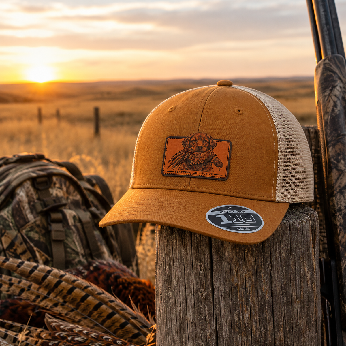 Leapfrog Collective Retriever & Pheasant Leather Patch Trucker Hat