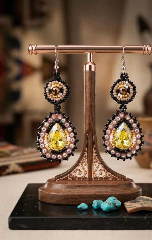 Drop Beaded Earrings. Yellow collection