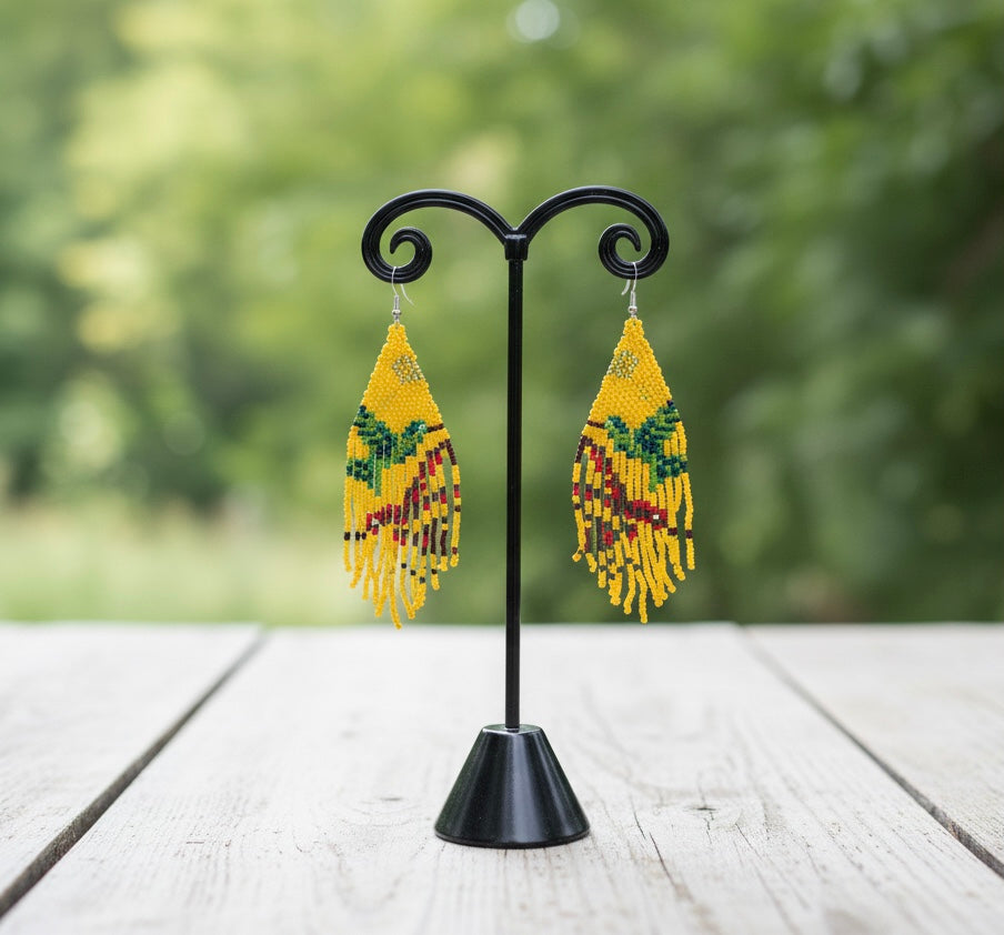 Mustard Sky Dancer Beaded Earrings