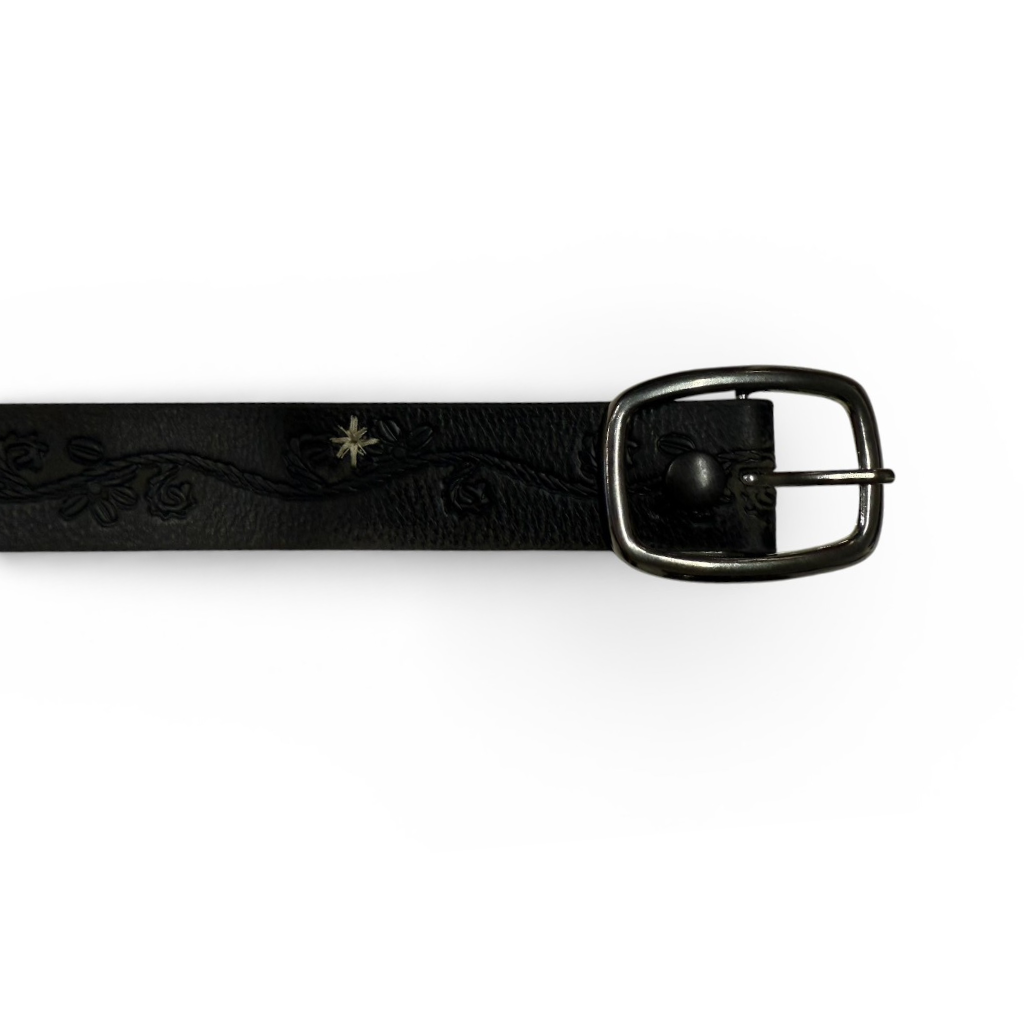 Ruthless Rustlers Floral Stitched Belt | Black