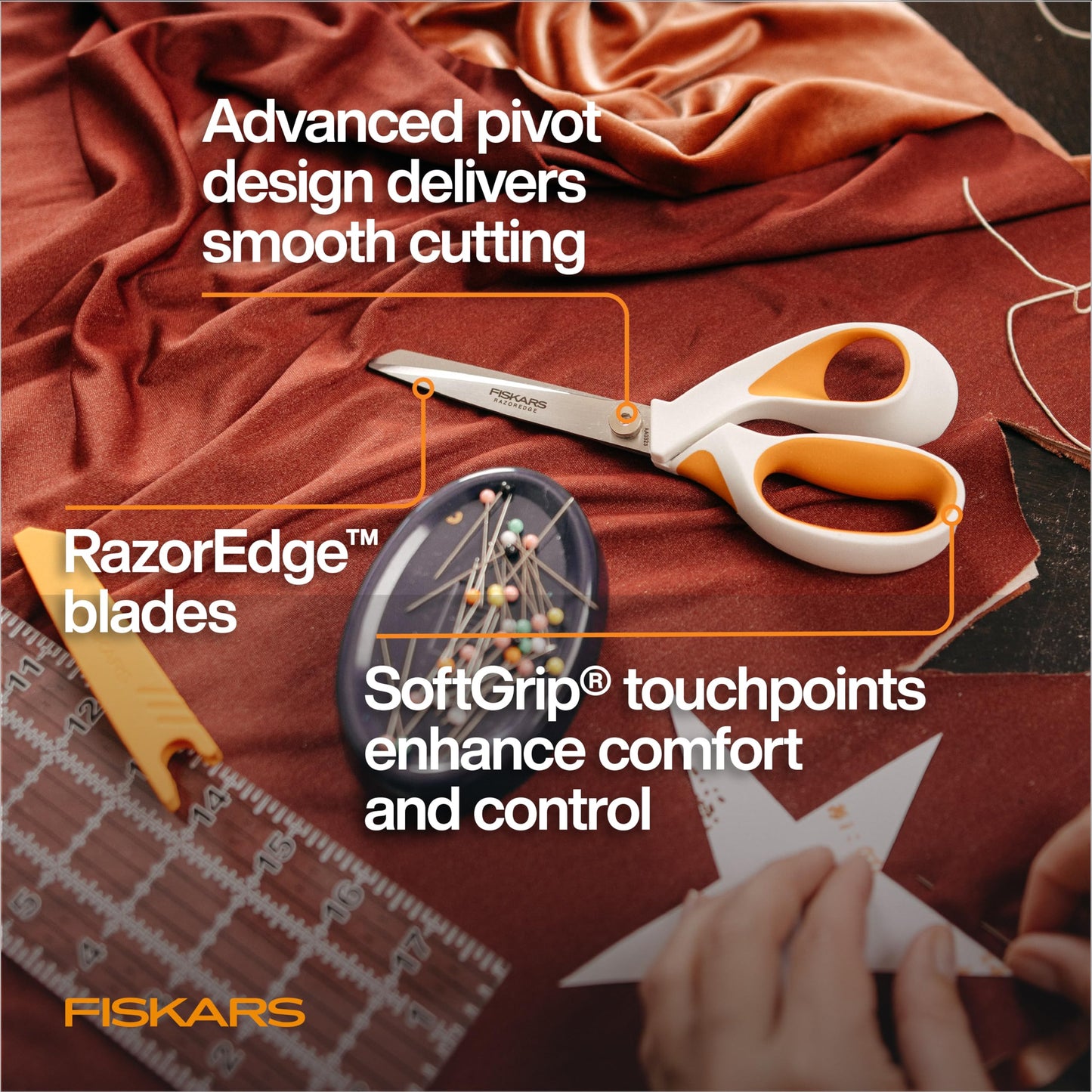 Fiskars RazorEdge Fabric Scissors - 8" Heavy Duty Fabric Shears with SoftGrip Ergonomic Handle, Premier Grade Stainless Steel Blades 🍁 All In One Marketplace Canada