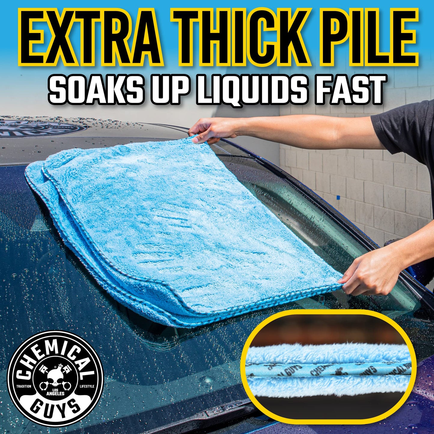 Chemical Guys Woolly Mammoth Microfiber Towel (36" x 25") Cars, Trucks, SUVs, RVs, Home, Pets, Messes, Blue 🍁 All In One Marketplace Canada