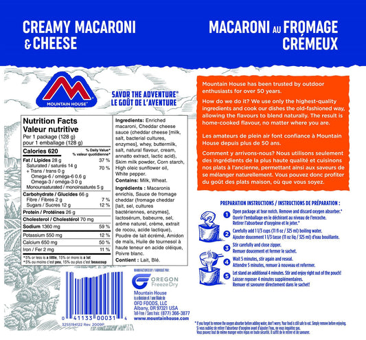 Mountain House Mac and Cheese, Freeze Dried Emergency Food (1 Pouch) 🍁 All In One Marketplace Canada