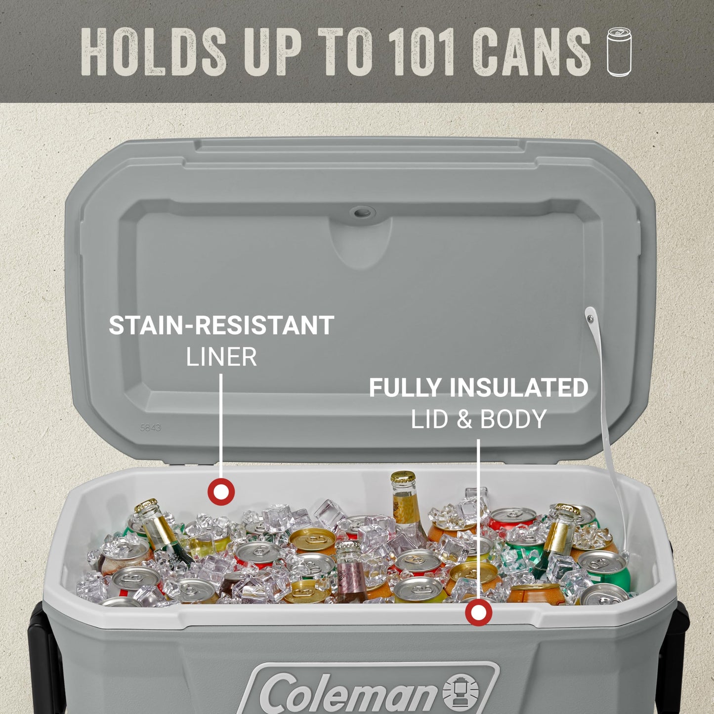 Coleman Classic Series 62-Qt Insulated Portable Cooler w/Heavy Duty Wheels, 58L Leak-Proof Wheeled Cooler w/ 101 Can Capacity, Keeps Ice for up to 5 Days, Great for Beach, Camping, Sports 🍁 All In One Marketplace Canada