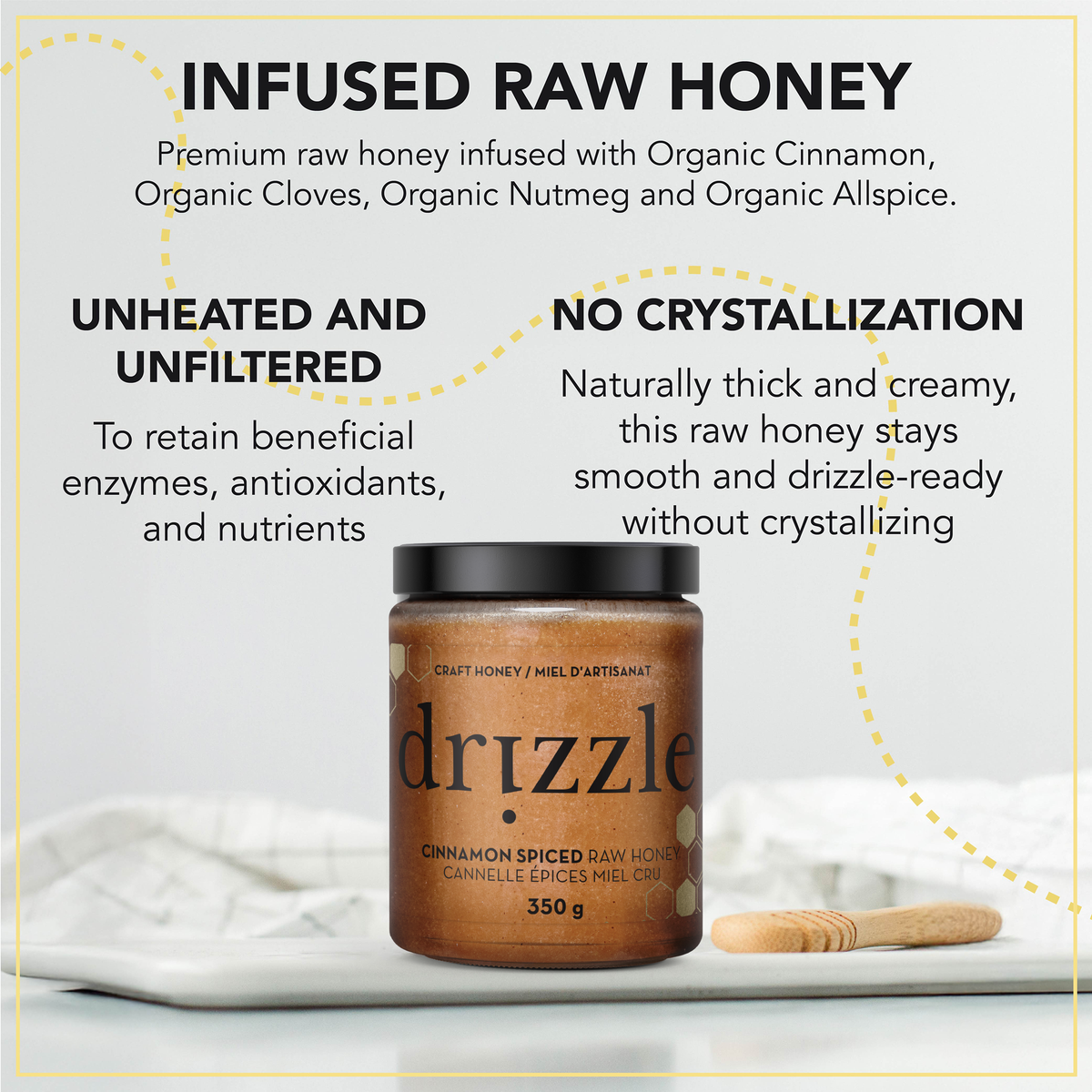 Drizzle Honey Cinnamon Spiced Raw Honey – 350 g