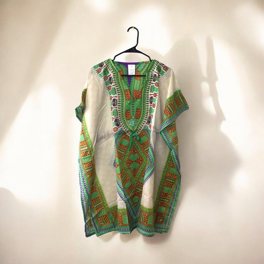 Green and Red Printed Kaftan for Women
