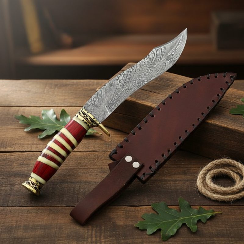 13" Damascus Steel Fixed Blade Hunting Knife (9796)