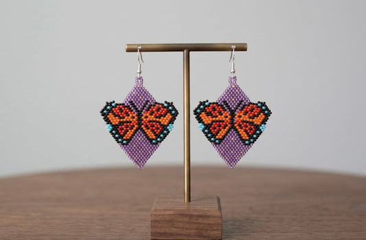 Butterfly Beaded Earrings (Purple)