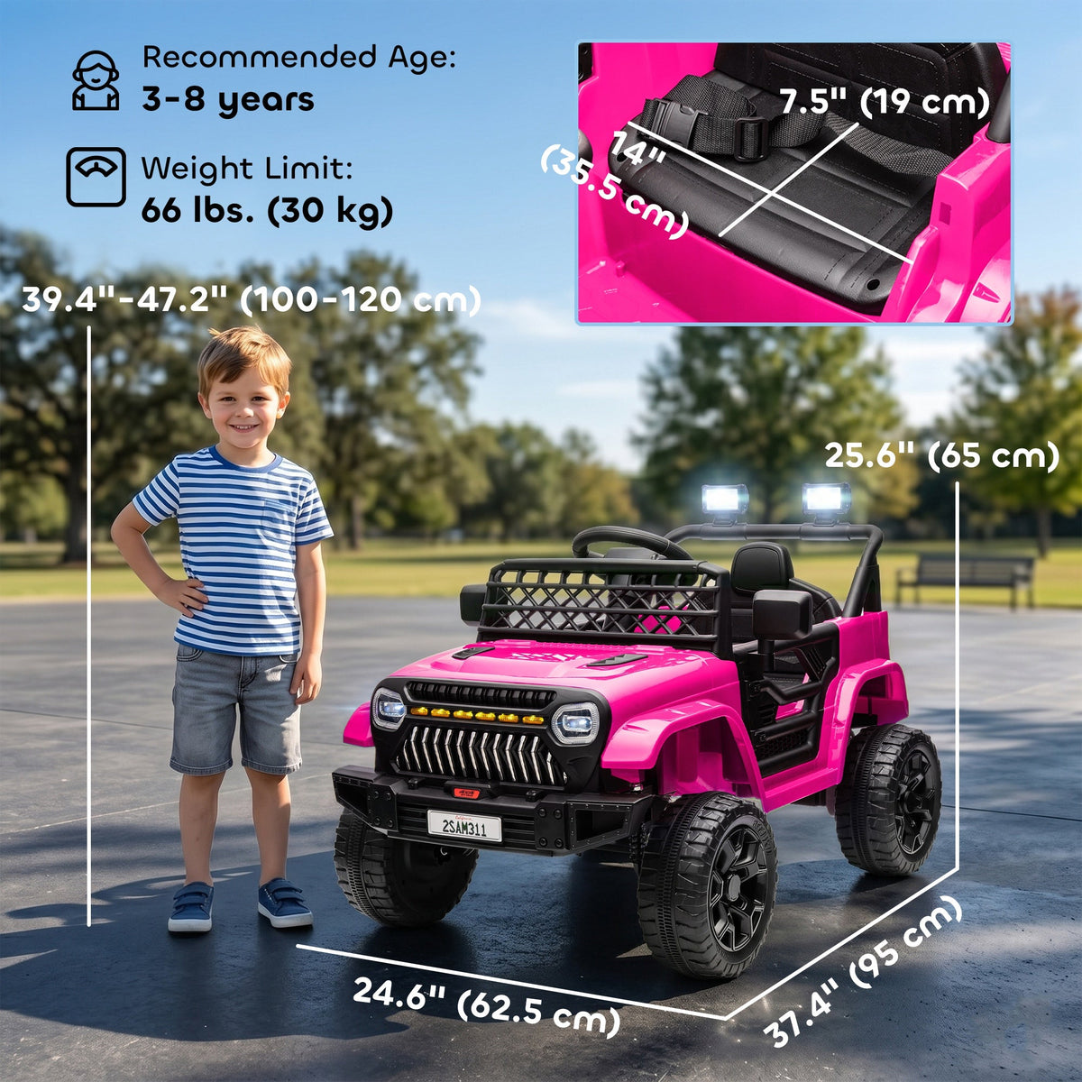 12V Ride on Truck, Electric Car for Kids with Remote Control, Suspension, 3 Speeds, USB Music Headlights, Black