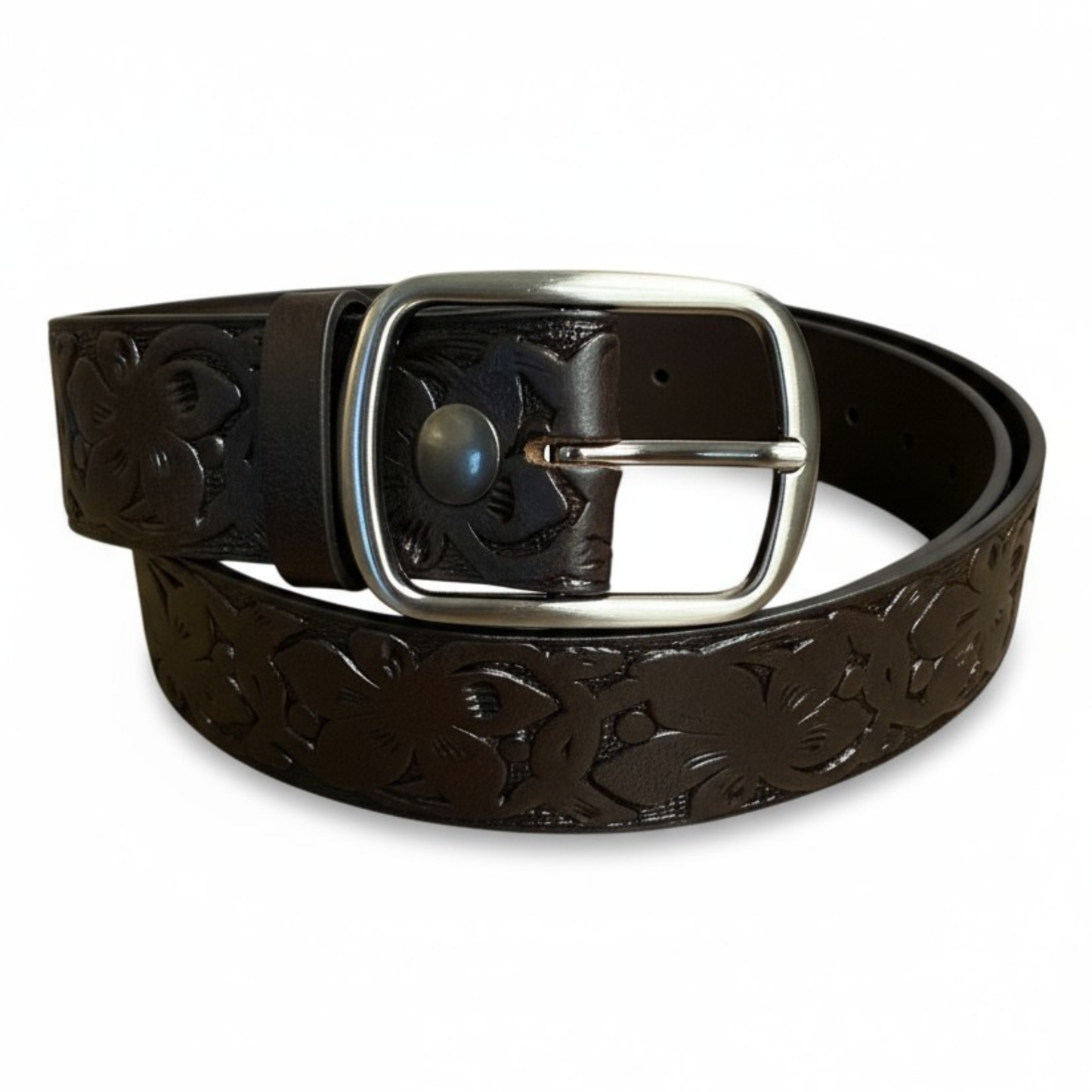 Ruthless Rustlers Floral Embossed Belt | Brown