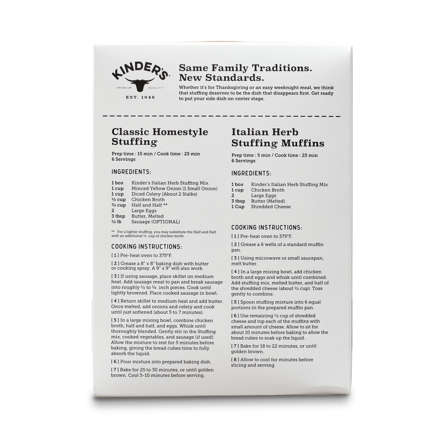 Kinder's Italian Herb Homestyle Stuffing Mix with Garlic & Sea Salt