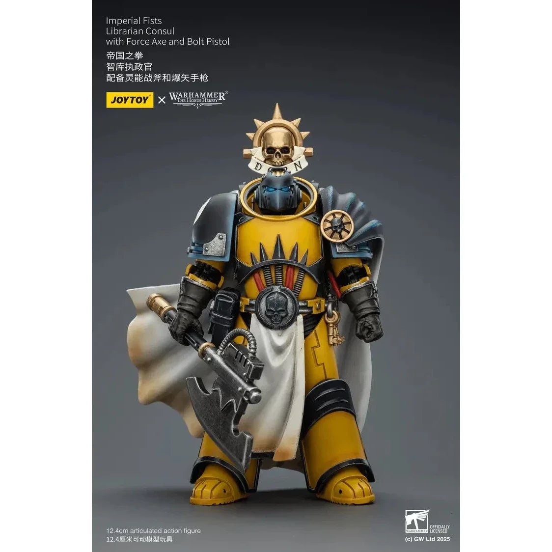 JOYTOY - Imperial Fists Librarian Consul with Force Axe and Bolt Pistol (PRE-ORDER RELEASES JUNE)