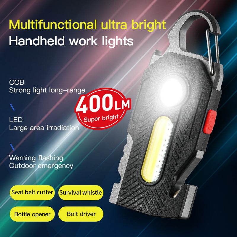 Multifunctional Charging Emergency Light Convenient Keychain Work Light COB High Bright Light Outdoor Camping LED Light