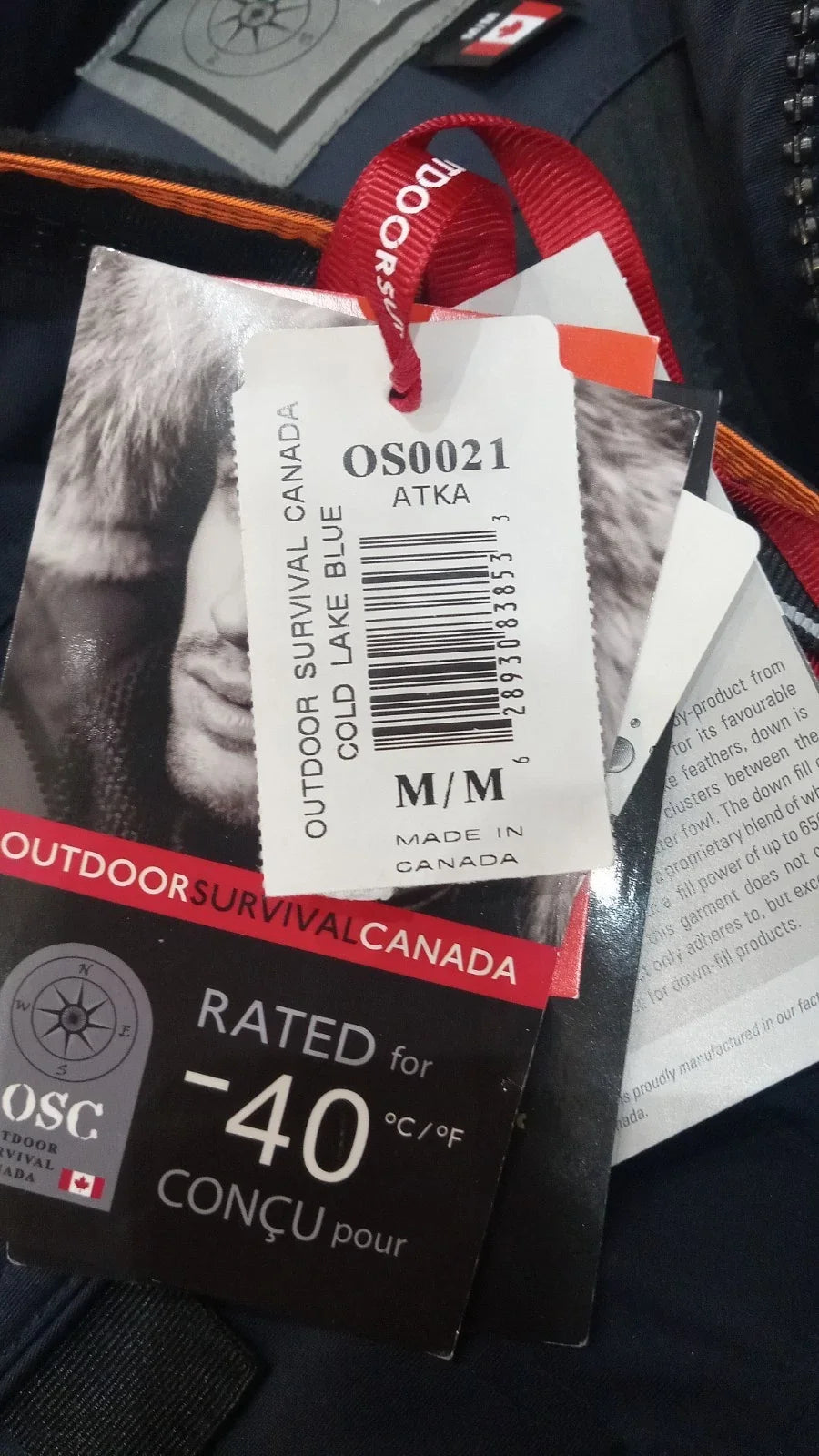 Outdoor Survival Canada Mens Atka -40 Down Parka Medium, Cold Lake Blue - ON DISPLAY