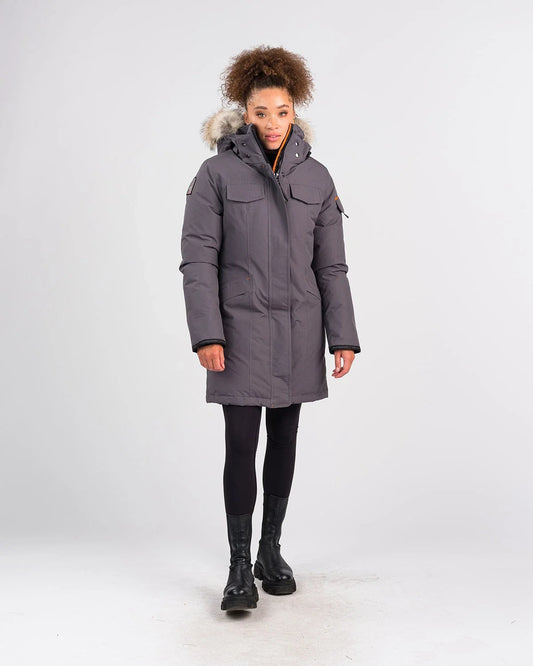 Outdoor Survival Canada Women's Jaci -40 Down Parka, Charcoal Grey, Small - ON DISPLAY