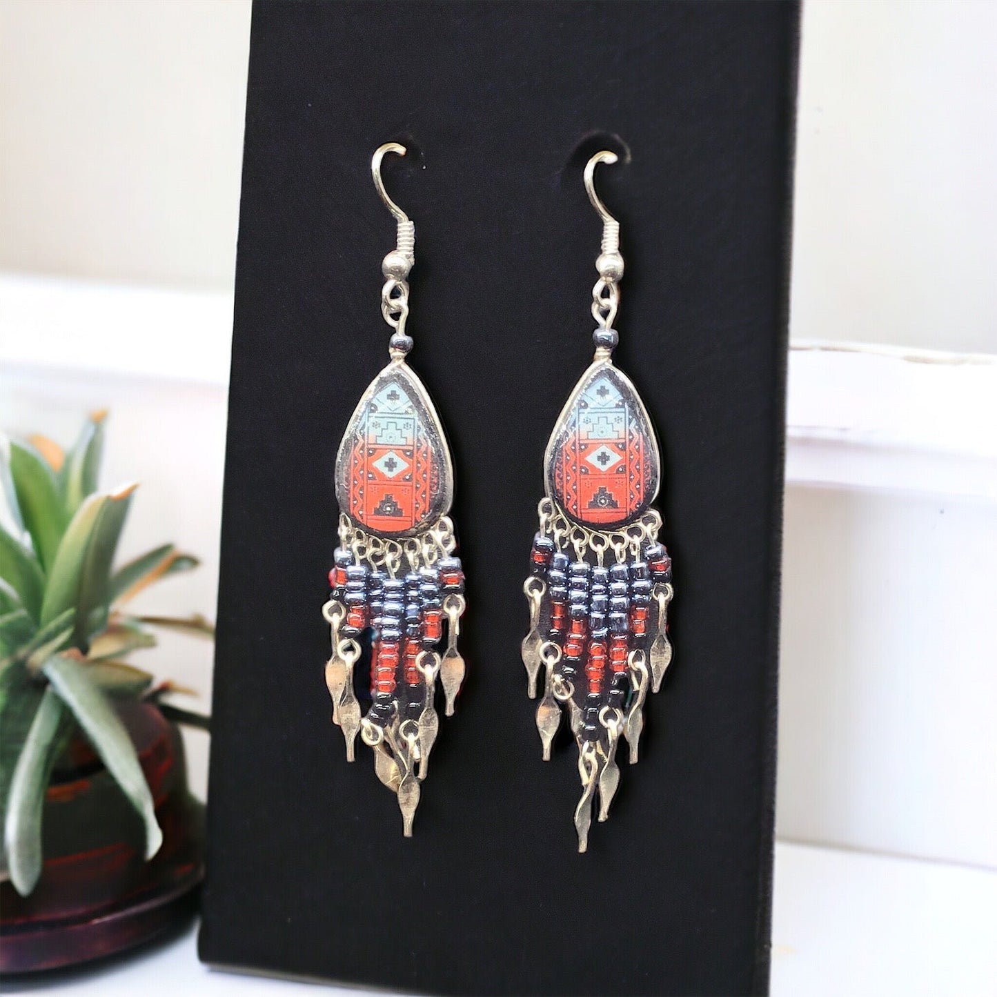 OldTribes™ Small Sized Southwestern Red Teardrop Earrings