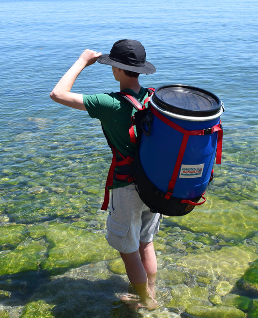 Darrell's Barrels 60L Canoe Barrel + Level Six Bad Hass Adjustable Barrel Harness Combo