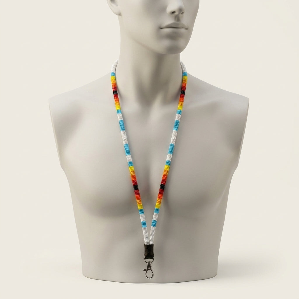 Round Beaded Lanyard(White)